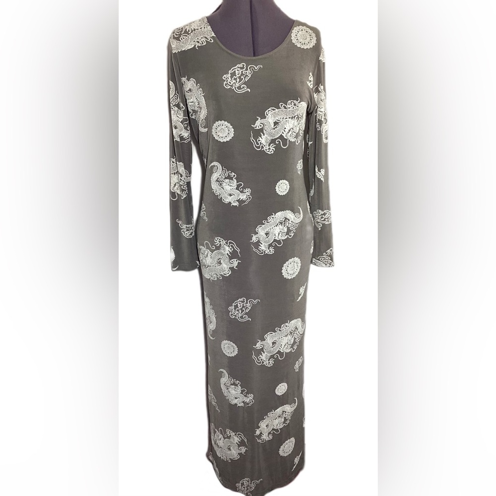 Es Se Vtg Novelty Print Maxi Dress Sz S/M 90s Y2k… - image 2